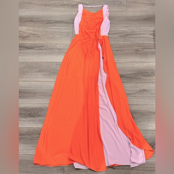 BCBGMAXARIA Scarleta Color-Block Orange and Pink Gown Dress Size 0 - Picture 4 of 12